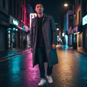 COBURNE SQUARE Men’s 40R Gray Wool Liner Trench Coat